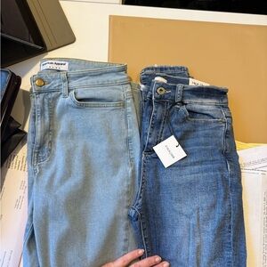 American Apparel High-Rise Jeans Pair — Light Blue & Medium Blue